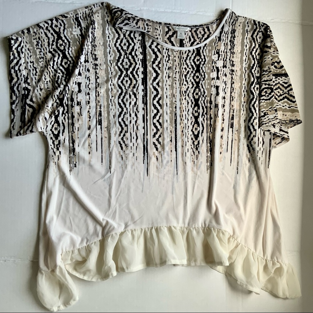 Lightweight Top, Black and Cream, Size XL, Airy, Boho